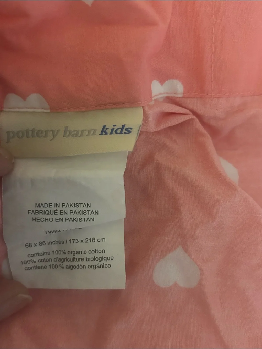 Pottery Barn Kids Pink Heart-Print Duvet Cover and Sham (Coral like Pink)